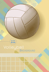 Wall Mural - Colorful volleyball art on dynamic BG with blank space