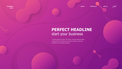 Wall Mural - Modern abstract gradient background in liquid and fluid style. Trend design of the world. 3D illustration template for web banner, business presentation, homepage, landing page.