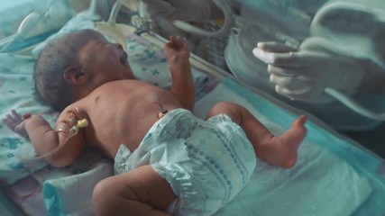 newborn baby in an incubator