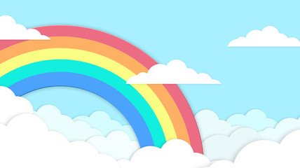 Wall Mural - abstract kawaii colorful sky rainbow background. soft gradient pastel comic graphic. concept for wed