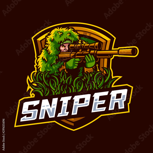 Fotomural Vector illustration of sniper mascot