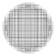 Leinwandbilder - Crosshatch, tangle lines circle. Scribble, sketchy random intersecting lines grid, mesh. Abstract geometric circle. Sketch circular element. Criss-cross stripes