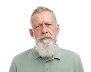 Wall Mural - Portrait of handsome senior man on white background