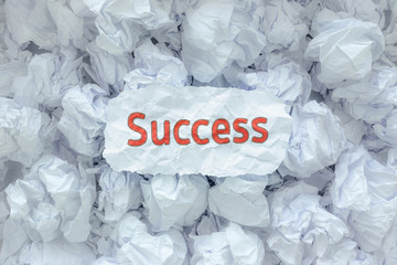 the word success is placed on the background paper in the big trash.