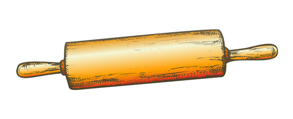 Wall Mural - rolling pin for dough kitchenware vintage vector. wooden rolling pin pastry cooking tool ware. baker