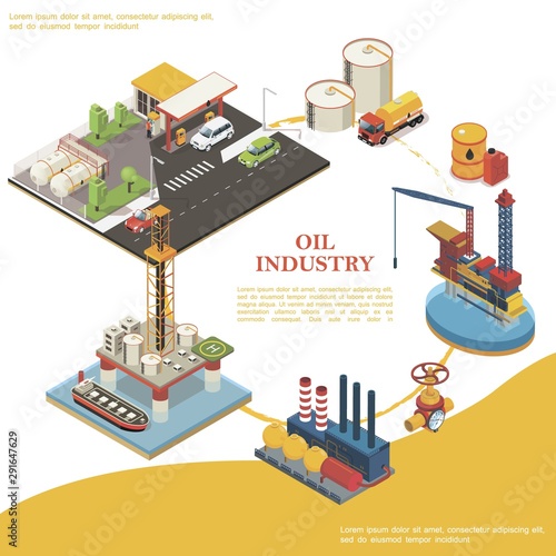 Isometric Petroleum Industry Round Template