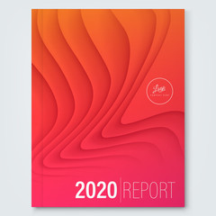 Wall Mural - cover design template. Minimal abstract curved wave shape on red gradient color background. annual report cover, brochure, poster.