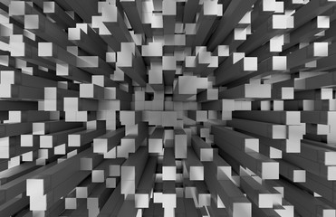 Fototapete - Black square background pattern 3D rendering