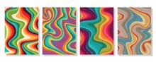Liquid Marble Textured Backgrounds. Wavy Psychedelic Backdrops. Abstract Painting For Wed Design Or Print. Good For Cards, Covers And Business Presentations. Vector Illustration.