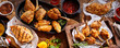 Panorama banner with barbecued chicken portions