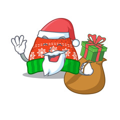 Sticker - Santa with gift winter hat put in cartoon cupboard