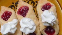 Aerial Close Up Of Raspberry Turnovers Dessert