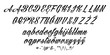 Calligraphic Vintage Handwritten vector Font for Lettering. Trendy Retro Calligraphy Script. Design vector linear Font Title Header Lettering Logo Monogram - Wektor 