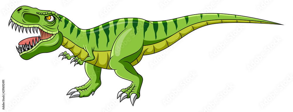 Cartoon green dinosaur on white background Stock Vector | Adobe Stock
