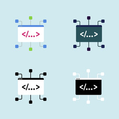 Wall Mural - programming code flat vector icon set. isolated coding and programming software sign with browser sc