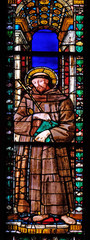 Wall Mural - Saint Francis, stained glass window in the Basilica di Santa Croce (Basilica of the Holy Cross) - famous Franciscan church in Florence, Italy