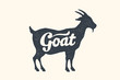Goat, lettering. Design of farm animals - Goat