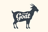 Fototapeta Fototapety na ścianę do pokoju dziecięcego - Goat, lettering. Design of farm animals - Goat