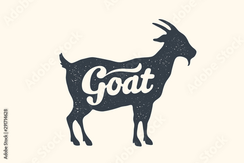 Fotomural Goat, lettering. Design of farm animals - Goat