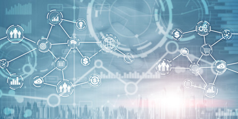 Wall Mural - futuristic in industry business virtual diagram. buying communication concept.