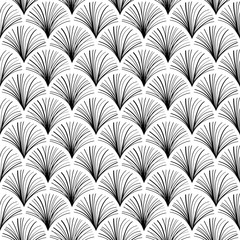 Wall Mural - Seamless abstract plant leaves doodle pattern.