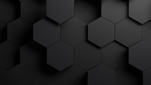 Black Honeycomb Abstract Background 4k Resolution. 3d Ilustration