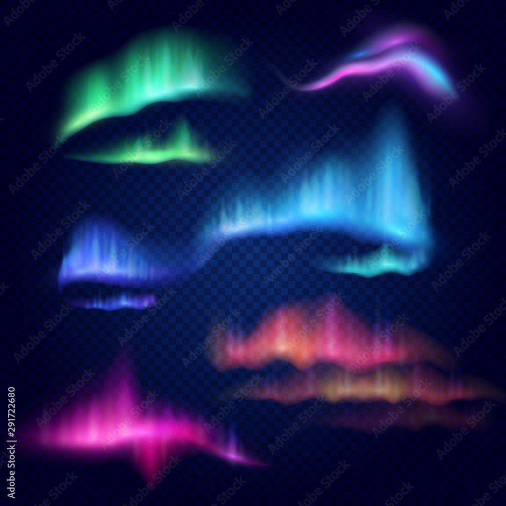 Northern lights, aurora borealis, vector isolated illustration - obrazy, fototapety, plakaty 