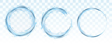 Water Splash Circle Isolated On Transparent Background. Realistic Vector Illustration