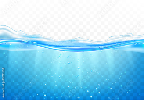 Fotografía Water splash with bubbles of air, isolated on the transparent background