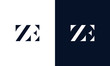 Minimalist abstract letter ZE logo. This logo icon incorporate with two abstract shape in the creative way.