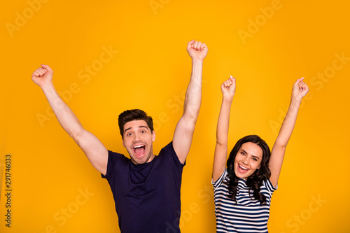 Cuadros en Lienzo Portrait of his he her she nice-looking attractive lovely cheerful cheery people