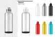 Bottle 3D Mock up Realistic transparent Dropper Plastic Shaker in Vector for Water and Drink. Bicycle and Sport Concept Design.