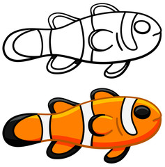 Wall Mural - Clown fish in colored and line versions