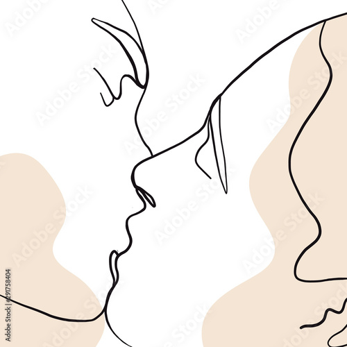 ciagla-linia-rysowanie-ustawionych-twarzy-mezczyzn-i-kobiet-w-pocalunku-koncepcja-mody-minimalistyczna-uroda-kobiety-ilustracja-wektorowa-na-koszulke-slogan-w-stylu-grafiki-do-druku-jedna-linia-ilustracji-mody
