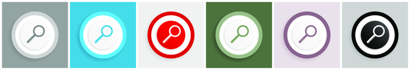 Aufkleber - Search icon set, vector illustrations in 6 options for web design and mobile applications
