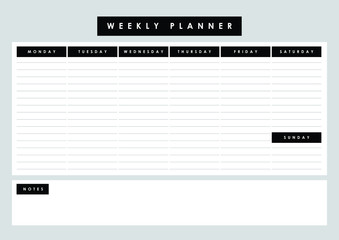 Weekly planner A4 minimal simple