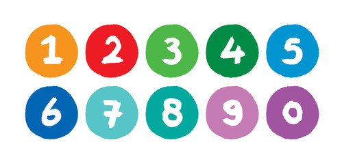 Wall Mural - hand drawing mathematical numbers. Colorful numbers inside round. vector numbers