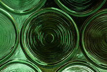 Details Of A Green Glass Stain Window.