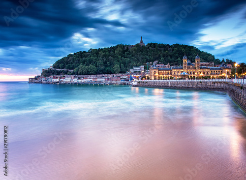Nice sunset at the old town of San Sebastian, Spain