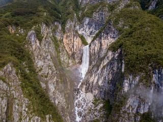 Wall Mural - Boka Waterfall ( Slap Boka ) is one of the highest waterfalls (139 meters) in the western part of Slovenia, near the Soča River. It has two stages of 106 meters and 33 meters high.