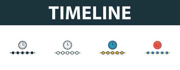 Wall Mural - timeline icon set. premium symbol in different styles from fintech technology icons collection. crea