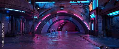 Photographie Photorealistic 3d illustration of the futuristic city in the style of cyberpunk