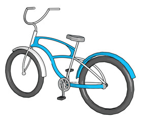 Wall Mural - Blue bike, illustration, vector on white background.