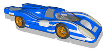 Blue Racing Car, Illustration, Vector On White Background.
