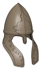 Poster - Medieval helmet, illustration, vector on white background.