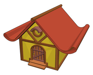 Sticker - Old house, illustration, vector on white background.