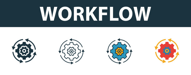 Wall Mural - workflow icon set. premium symbol in diferent styles from crm icons collection. creative workflow ic