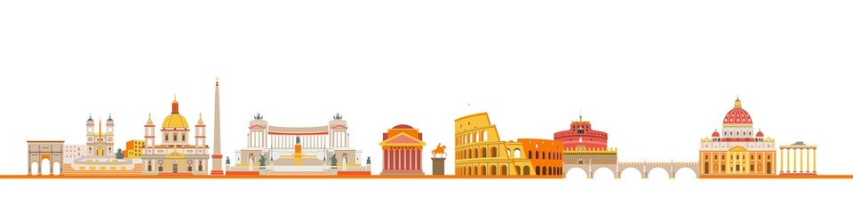 Wall Mural - Rome city skyline and colorful silhouette.