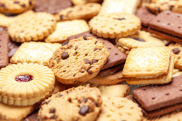 Assorted colse up slection of tea biscuits