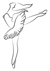 Poster - Ballerina drawing, illustration, vector on white background.